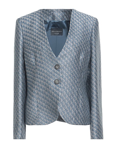 EMPORIO ARMANI Jacket Pastel blue 42% Viscose, 39% Linen, 14% Polyester, 5% Polyamide
