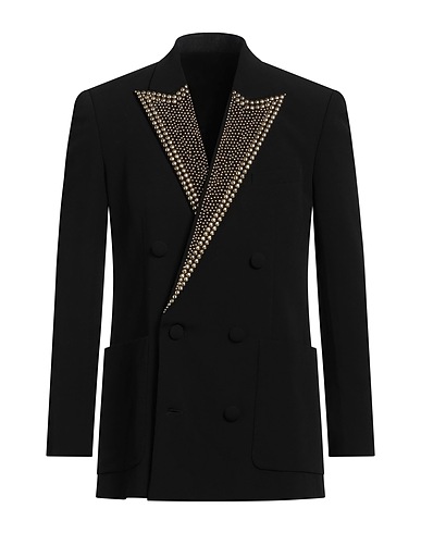 BALMAIN Blazer Black 100% Viscose, Aluminum