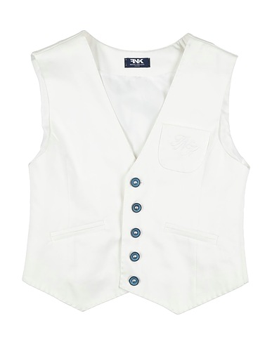 MANUELL & FRANK Waistcoat White 97% Cotton, 3% Elastane