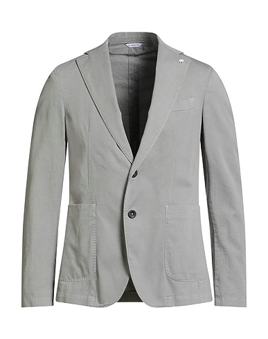 MANUEL RITZ Blazer Light grey 71% Organic cotton, 27% Linen, 2% Elastane