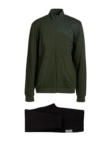 EA7 Tracksuit Military green 100% Cotton, Elastane