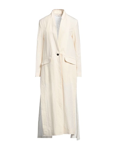 ISABEL BENENATO Full-length jacket Ivory 80% Cotton, 20% Linen