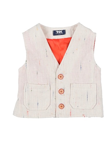 MANUELL & FRANK Waistcoat Ivory 50% Cotton, 31% Linen, 18% Viscose, 1% Polyester