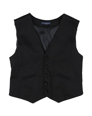 MANUELL & FRANK Suit vest Black 98% Cotton, 2% Elastane