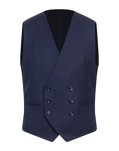 TAGLIATORE Waistcoat Navy blue 83% Virgin Wool, 17% Silk