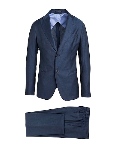 EMPORIO ARMANI Suits Slate blue 50% Virgin Wool, 50% Lyocell