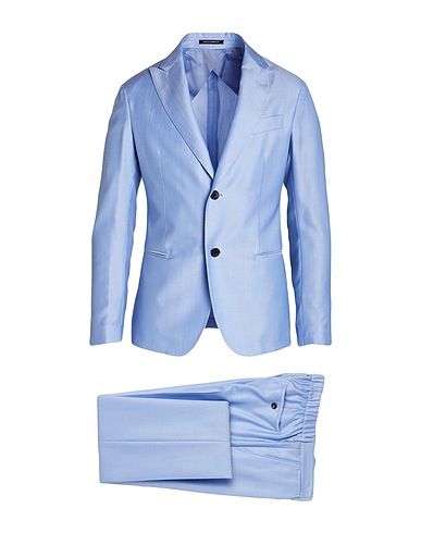 EMPORIO ARMANI Suits Sky blue 50% Virgin Wool, 50% Lyocell