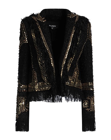 BALMAIN Jacket Black 59% Cotton, 29% Polyamide, 12% Viscose