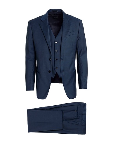 EMPORIO ARMANI Suits Navy blue 66% Virgin Wool, 23% Polyester, 8% Polyamide, 3% Elastane
