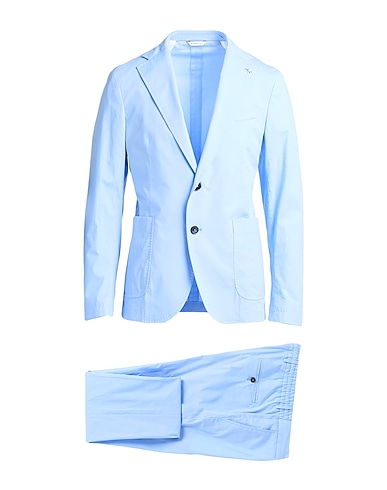 MANUEL RITZ Suits BLU CHIARO 98% Cotton, 2% Elastane