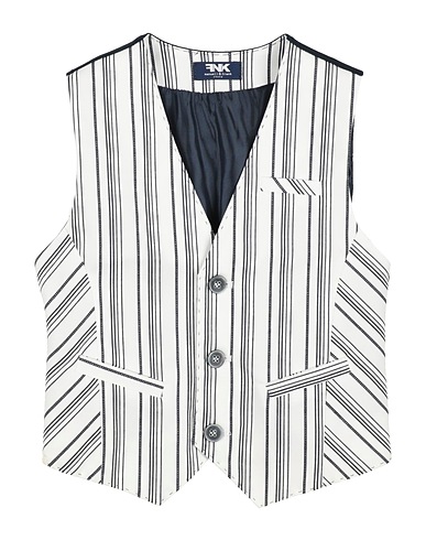MANUELL & FRANK Waistcoat White 98% Cotton, 2% Elastane