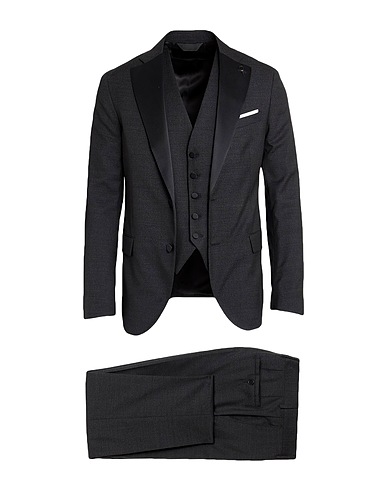 PAOLONI Suits Black 100% Virgin Wool