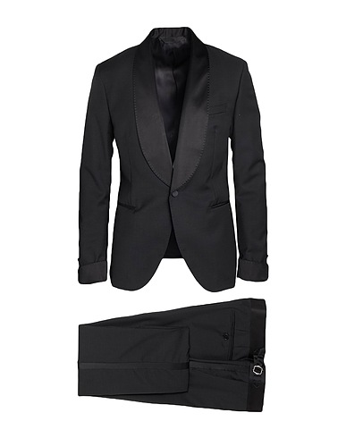 PAOLONI Suits Black 100% Virgin Wool
