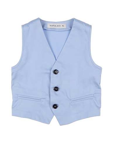 MANUEL RITZ Suit vest Sky blue 97% Cotton, 3% Elastane