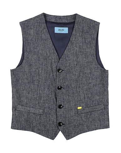 LIU •JO MAN Waistcoat Navy blue 55% Linen, 45% Viscose