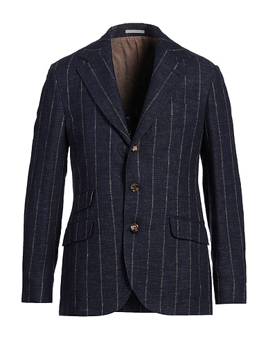 BRUNELLO CUCINELLI Blazer Midnight blue 48% Linen, 24% Wool, 16% Polyester, 12% Silk