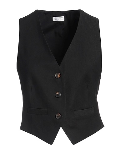 BRUNELLO CUCINELLI Vest NERO 73% Viscose, 27% Linen, Brass