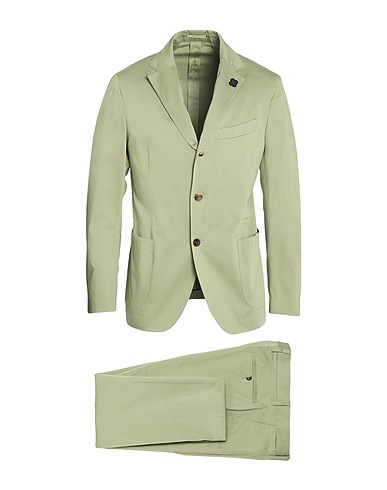 LARDINI Suits Sage green 97% Cotton, 3% Elastane
