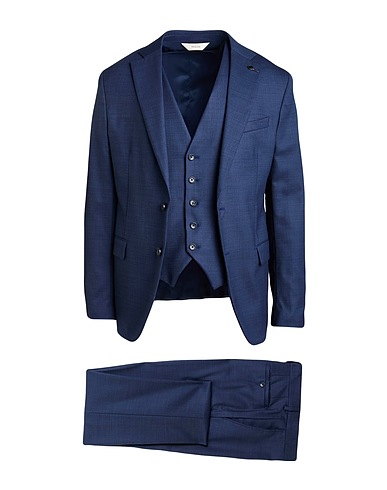 PAOLONI Suits Navy blue 99% Virgin Wool, 1% Elastane