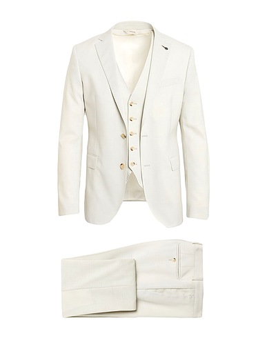 PAOLONI Suits Off white 98% Virgin Wool, 2% Elastane