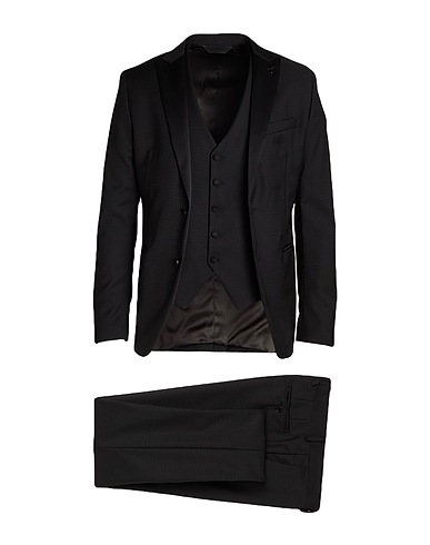 PAOLONI Suits Black 100% Virgin Wool