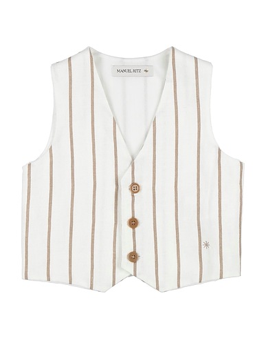 MANUEL RITZ Suit vest Cream 50% Linen, 30% Cotton, 20% Polyester