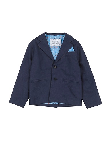 DANIELE ALESSANDRINI Blazer Navy blue 55% Linen, 45% Viscose