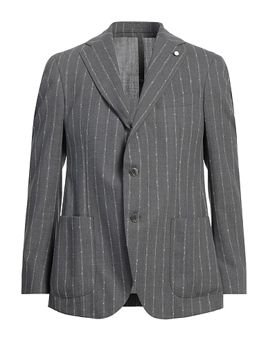 LUIGI BIANCHI Mantova Blazer Grey 100% Virgin Wool