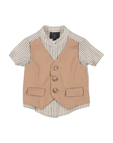 FAY Patterned shirt Camel 68% Wood, 32% Cotton, Elastane