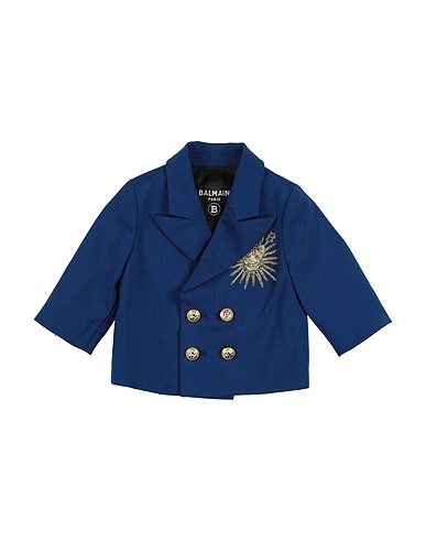 BALMAIN Blazer Navy blue 100% Virgin Wool, Rayon, Metallic Polyester