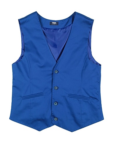 MANUELL & FRANK Waistcoat Bright blue 98% Cotton, 2% Elastane