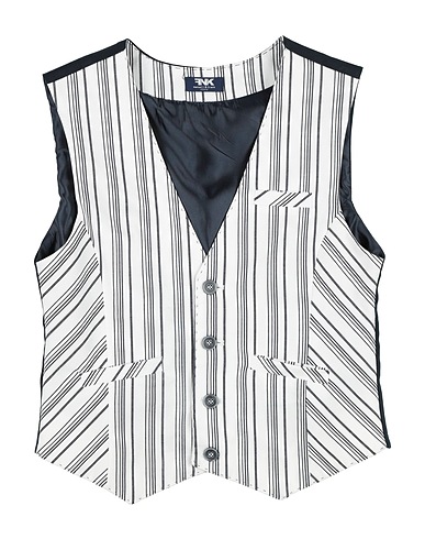 MANUELL & FRANK Waistcoat White 98% Cotton, 2% Elastane