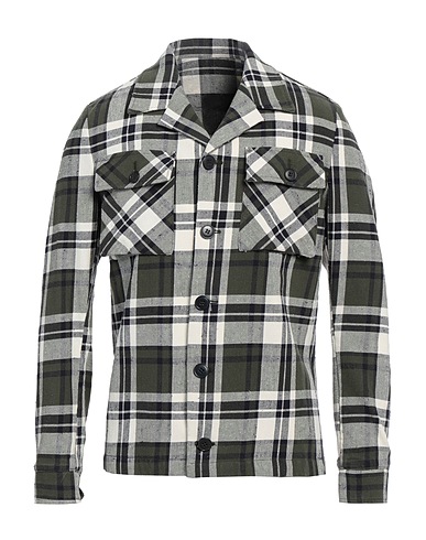 BRIAN DALES Checked shirt Military green 100% Cotton