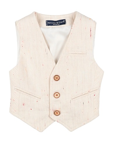 MANUELL & FRANK Waistcoat Beige 50% Cotton, 31% Linen, 18% Viscose, 1% Polyester