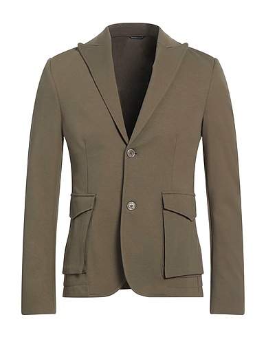 GREY DANIELE ALESSANDRINI Blazer Military green 52% Cotton, 40% Polyamide, 8% Elastane