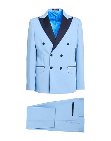 TAKESHY KUROSAWA Suits Sky blue 70% Polyester, 24% Viscose, 6% Elastane