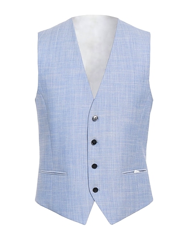HUGO Anzugweste Hellblau 47% Schurwolle, 28% Polyester, 22% Baumwolle, 3% Elastan