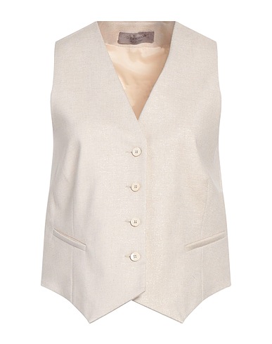 D.EXTERIOR Waistcoat Beige 52% Viscose, 44% Polyester, 3% Polyamide, 1% Elastane