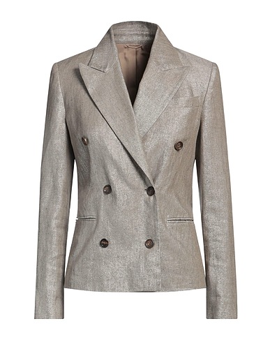 BRUNELLO CUCINELLI Blazer KHAKI 95% Linen, 3% Polyester, 2% Polyamide, Brass