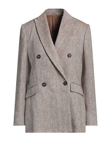 BRUNELLO CUCINELLI Blazer Camel 100% Linen, Brass