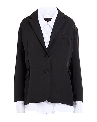 TENSIONE IN Blazer Black 78% Polyester, 18% Viscose, 4% Elastane, Cotton