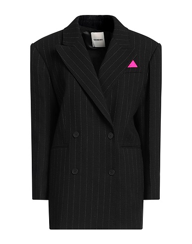SANDRO Blazer Black 34% Cotton, 33% Viscose, 15% Linen, 10% Polyester, 8% Acrylic