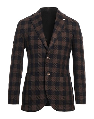 LUIGI BIANCHI Mantova Blazer Dark brown 55% Virgin Wool, 45% Cotton