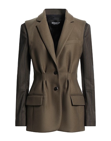 DONDUP Blazer Military green 75% Virgin Wool, 20% Polyamide, 5% Cashmere, Cotton, Polyester