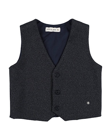 MANUEL RITZ Waistcoat BLU NOTTE 64% Polyester, 34% Cotton, 2% Elastane