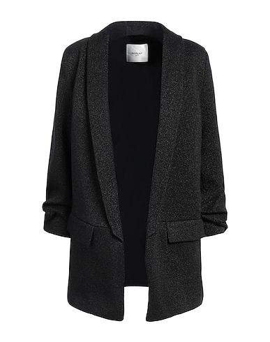 REPLAY Blazer Black 75% Cotton, 25% Metallic Polyester