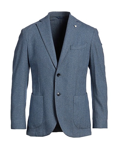 LUIGI BIANCHI Mantova Blazer Light blue 44% Wool, 20% Cotton, 18% Polyester, 9% Silk, 9% Polyamide