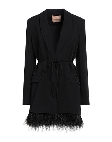 TWINSET Jackett Schwarz 100% Polyester, Straussenfedern