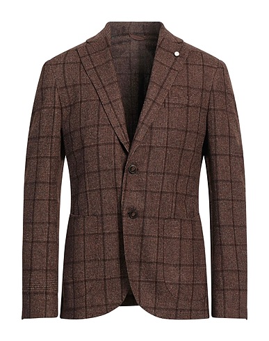 LUIGI BIANCHI Mantova Blazer Brown 46% Wool, 19% Polyester, 18% Cotton, 9% Polyamide, 8% Silk