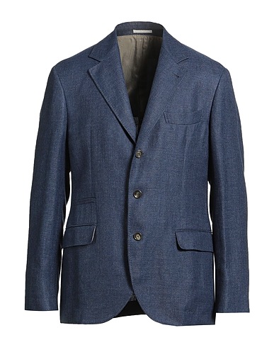 BRUNELLO CUCINELLI Blazer Blue 74% Linen, 24% Wool, 2% Silk
